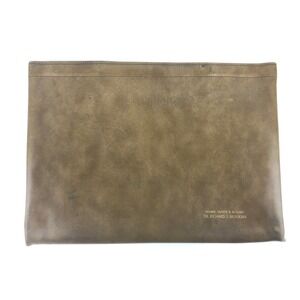 Vintage Document Folder Portfolio Folio Case Tan Leather Hinge Closure 15.5x11.5